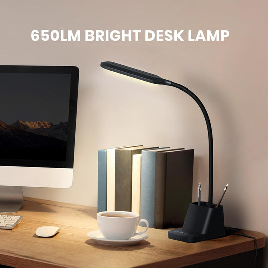 AXX LED Desk Lamp with USB Charging Port for College Dorm Room