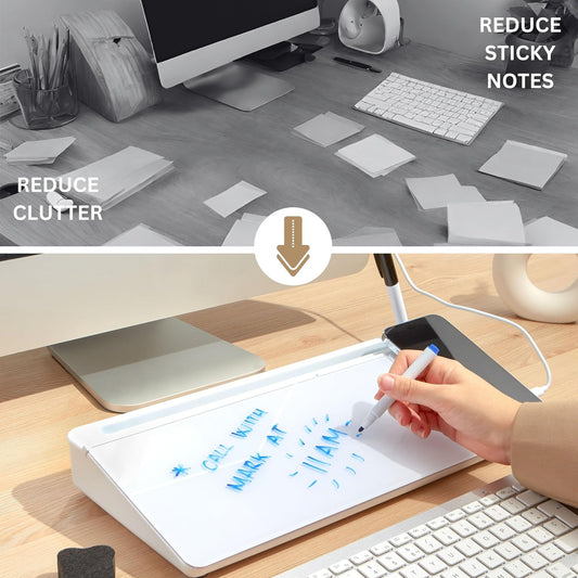 Desktop Whiteboard with Wireless Charger Adapter Included Desk Buddy Charging Desktop Whiteboard Keyboard Glassboard Dry Erase Board Dry Erase Accessories 15.8X7X2 inches