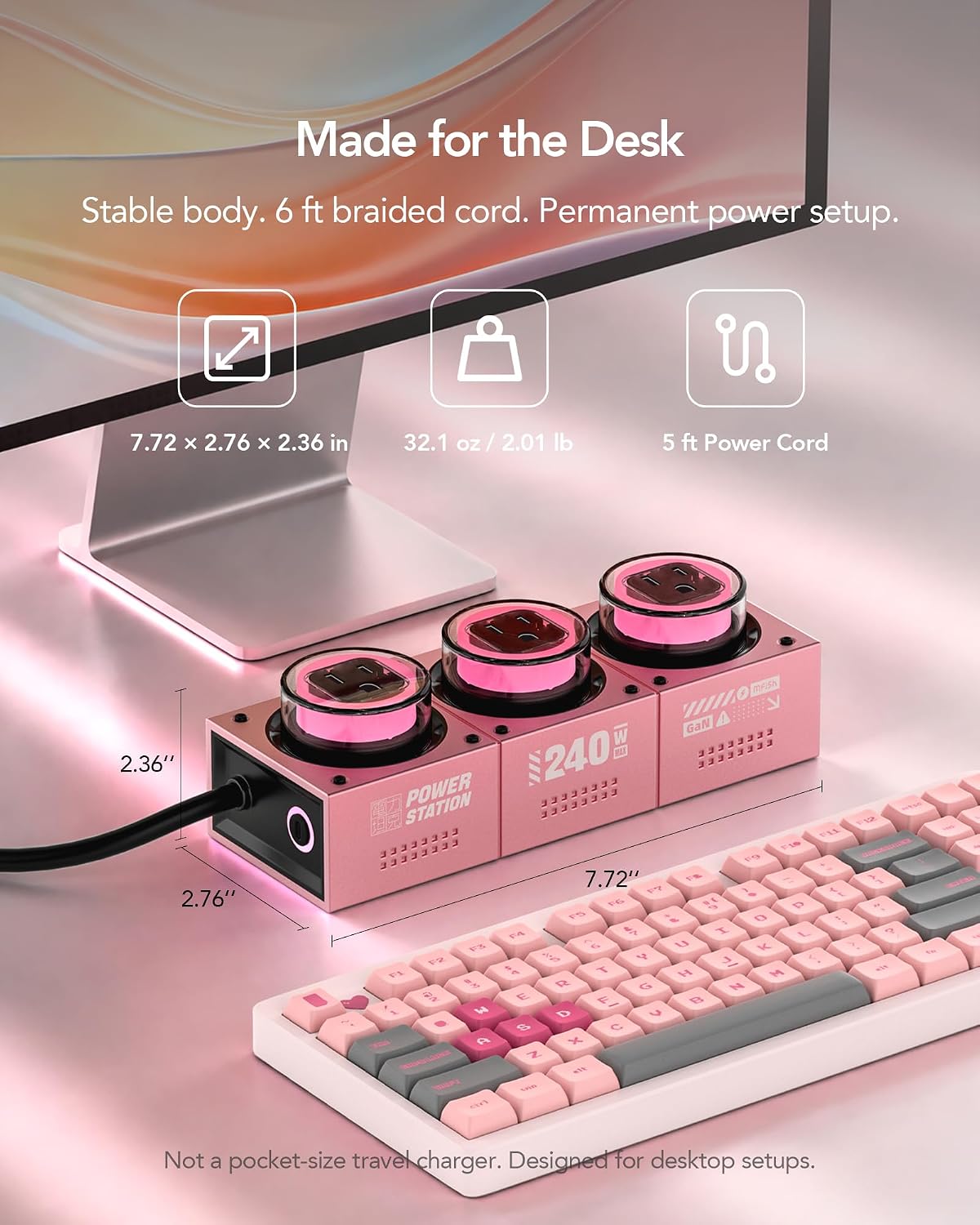 MFish E-Tank 7-in-1 Desktop Charging Station, 240W Max GaN USB-C Charger