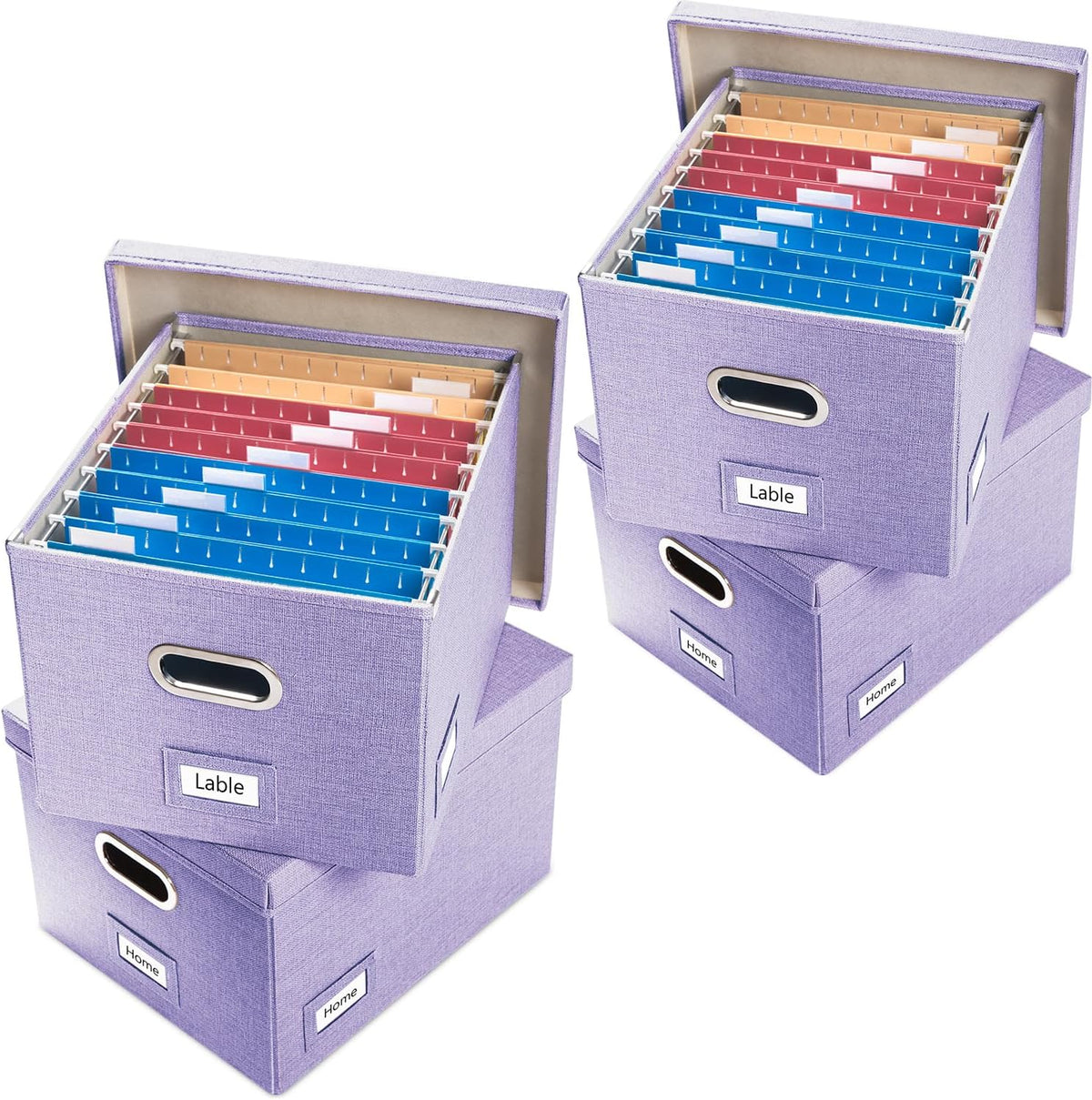 File Organizer Box - Set of 1 Collapsible Decorative Linen Filing Storage Hanging File Folders with Lids Office Cabinet Letter/Legal Size Grey (17x14x11.2 inch)