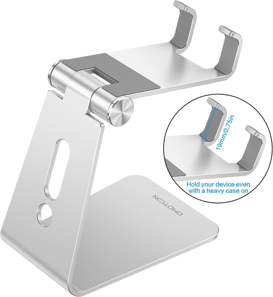 C2 Adjustable Aluminum Cell Phone Stand with Charging Cutout, Silver