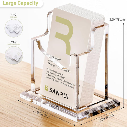 Acrylic Business Card Holder for Desk, Clear Vertical Card Organizer