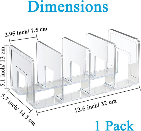 Acrylic File Sorter, Clear File Holder Acrylic Desk Organizer, Sturdy Desktop Files Organizer Files Folder Holder Rack for Envelopes Mail Letter Paper Notebook Electronics (4 Sections)