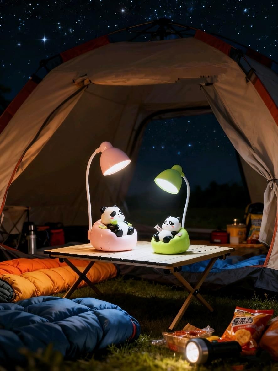 Cute Panda Night Light, Rechargeable Bedside Lamp, 3-Level Touch Control Adjustable, LED Desk Lamp with USB for Bedroom Study Room, Boys Girls Gift (Blue)