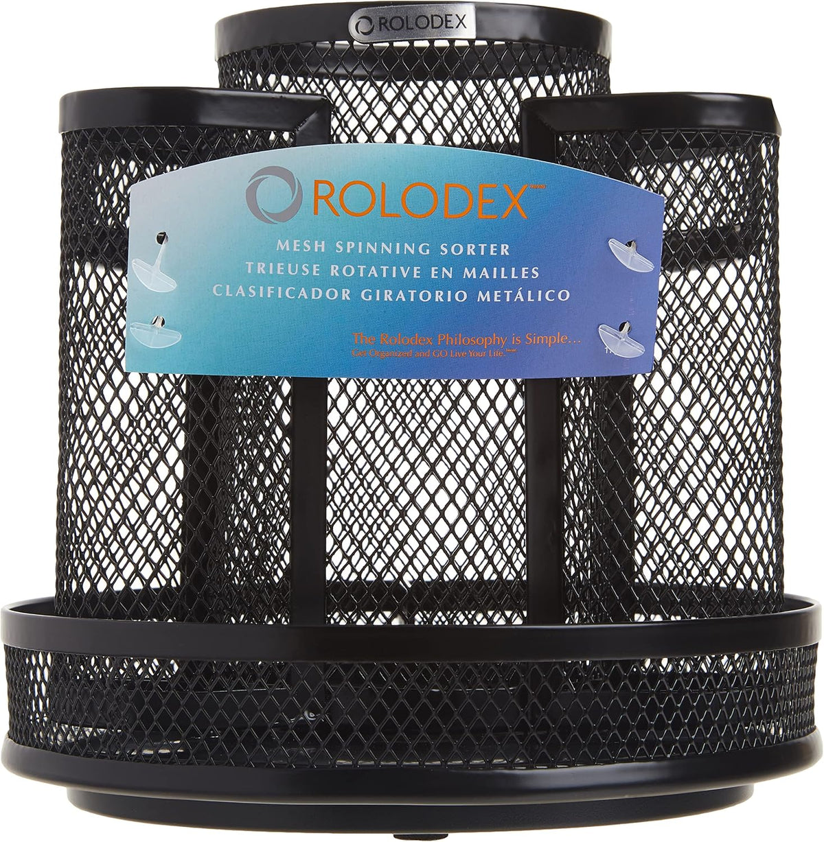 Rolodex Desk Organizer, Rotating Office Supply Caddy, Mesh Black (6.5" x 6.5" x 6.25") - Spinning Pencil Holder, Teacher Essentials