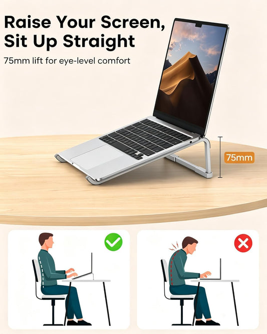 Portable Laptop Stand for Desk, Foldable Riser, MacBook Stand