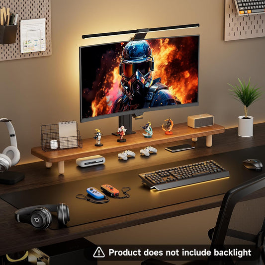 Dual Monitor Stand Riser, 39 Inch Extra Long Wooden Desktop Monitor Riser with Storage for 2 Monitors Ultra Strong Desk Shelf Organizer Riser Ergonomic for 2 Screens/Laptop/PC/TV/Printer (Walut brown, 39inches)