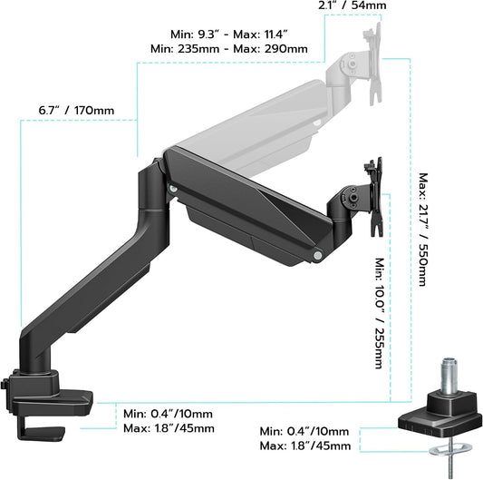 Heavy Duty Single Monitor Mount for 13"-49" Curved Screens, Black