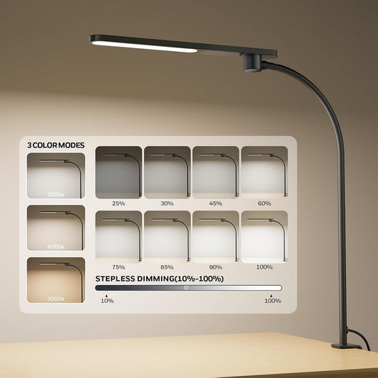 Honeywell HJ2 Clip On LED Desk Lamp with Clamp, Adjustable Reading Light