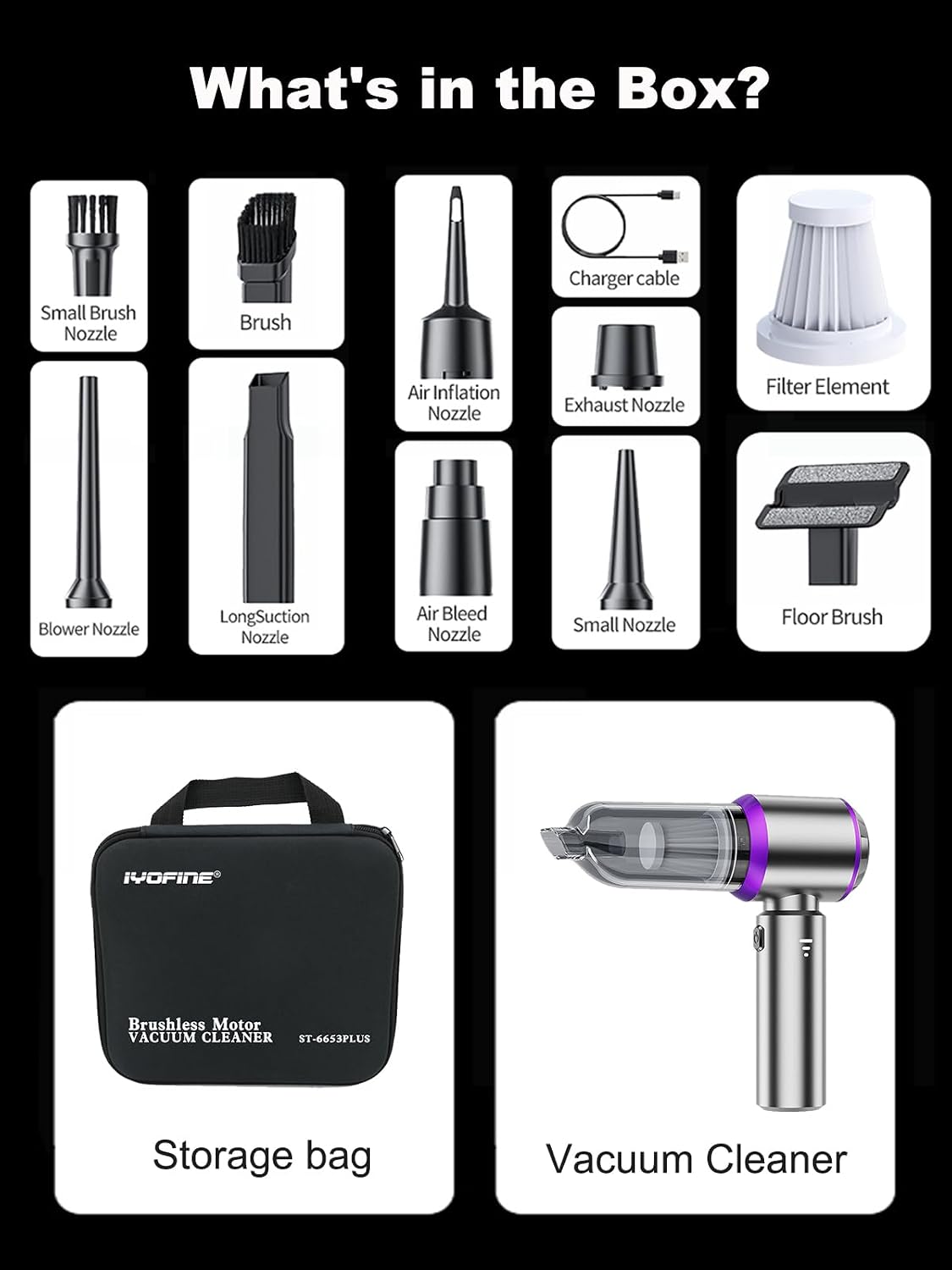 Vacuum/Air Duster Super Power Mini Car Vacuum Cleaner 4-in-1 air Blower Gun