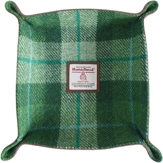 Harris Tweed Wool Valet Tray - Handcrafted Desk Organizer with Brass Snaps,Versatile Storage for Keys, Coin, Jewelry, and More