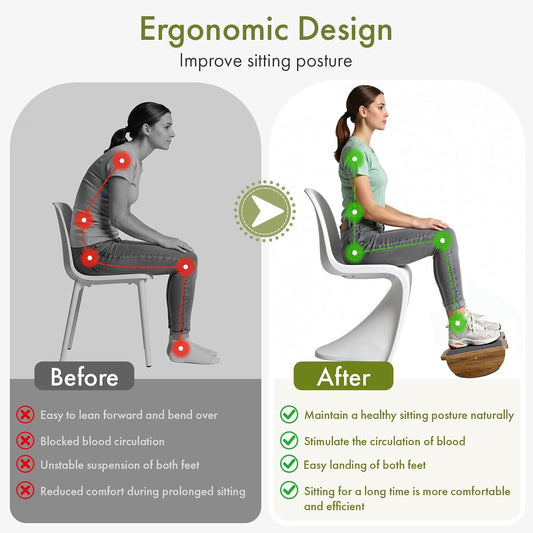 Ergonomic Wooden Foot Rest for Under Desk at Work