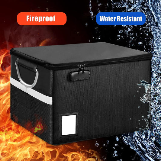 TOMKID Fireproof Document Box, Fireproof File Box with Lids, Important Document Organizer Box with Lock, Portable File Folder Organizer with Handle, 1 Folder (Random Color)