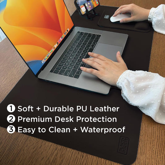 Faux Leather Desk Mat for Keyboard & Mouse