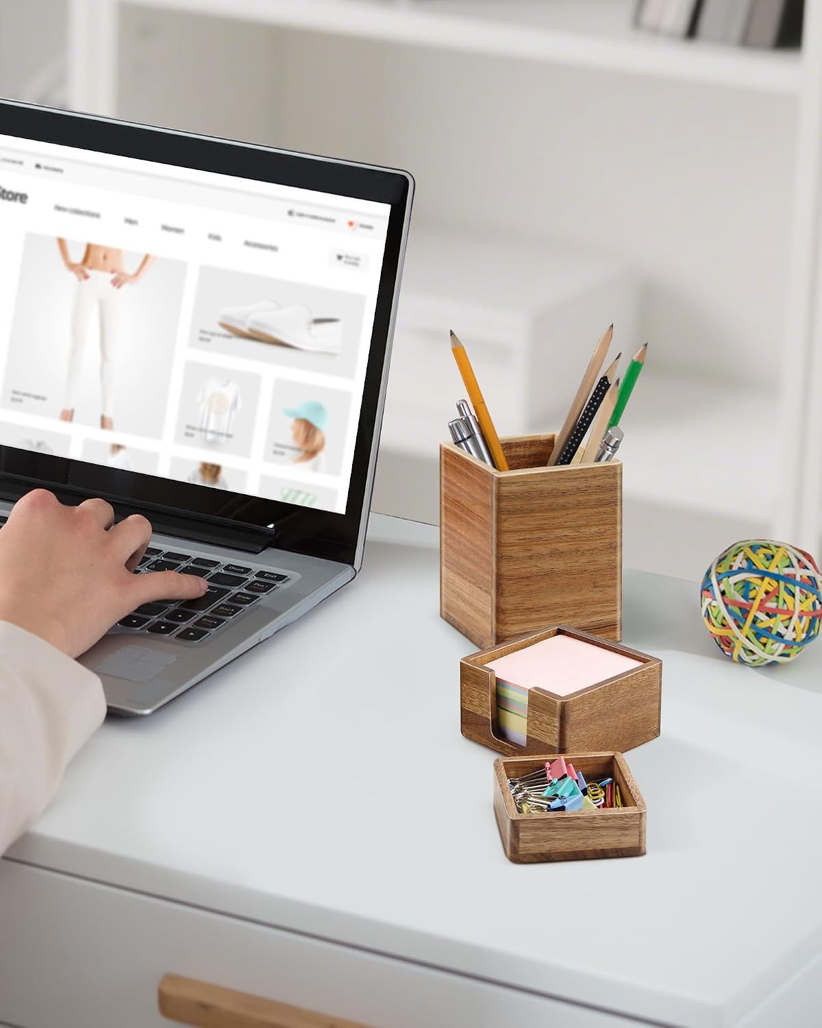 Acacia Wood Sticky Note Holder, Post It Note Dispenser for Office Desk, 3x3 Sticky Notes Organizer, Wooden Memo Pad Holder for Desk Home Accessories, No Pads Included (Sticky Note Holder)