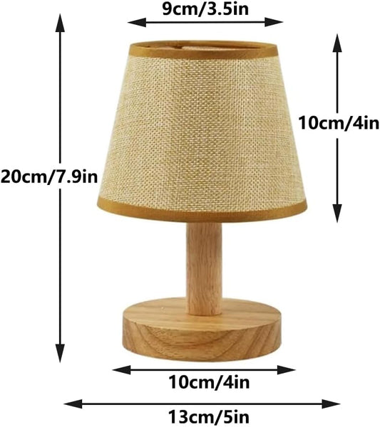 Small Table Lamp,Bedside Table Lamp,Vintage Lamp,Wooden Bedside Lamp Simple Bedroom Lamp Linen Shade Mini Desk Lamp Night Light Nightstand Lamp for Bedroom,Living Room,Kids Room