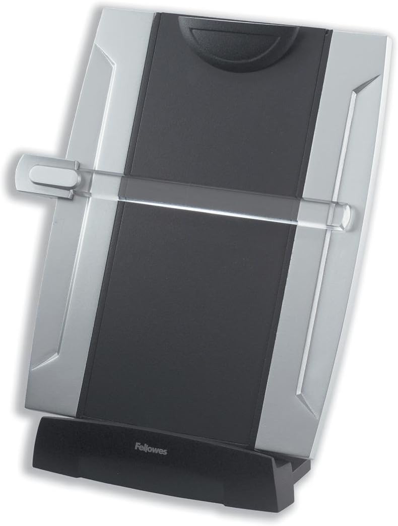 Fellowes Office Suites Desktop Copyholder with Memo Board, Black/Silver (8033201), 15" x 10.3" x 6"