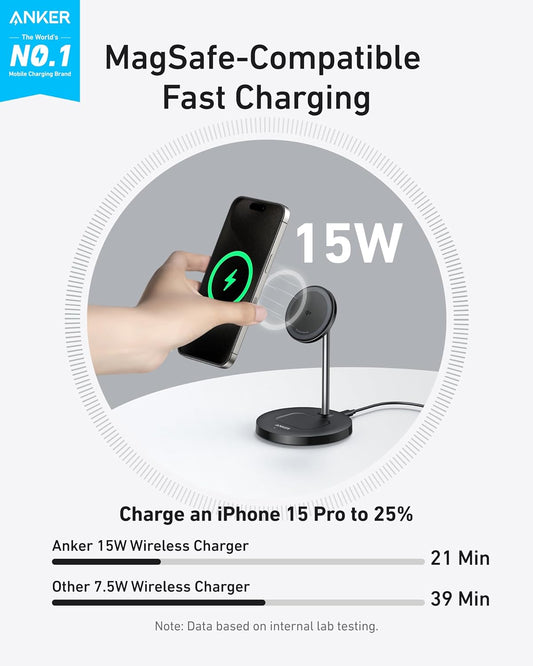 MagGo 2-in-1 MagSafe Compatible Qi2 15W Wireless Charging Stand