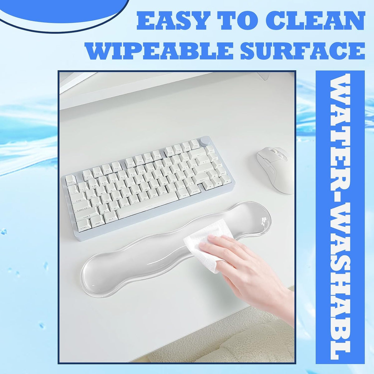Silicone Gel Keyboard and Mouse Wrist Rest Set, Ergonomic Cool Non-Slip Pad for Typing Pain Relief, Comfort Support for Office Home Computer Laptop, White