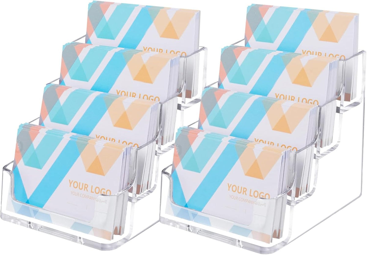 1 Piece Desktop Clear Bussiness Card Holder, Plastic Card Display Stand, 4 Tier Acrylic Card Holder for Office