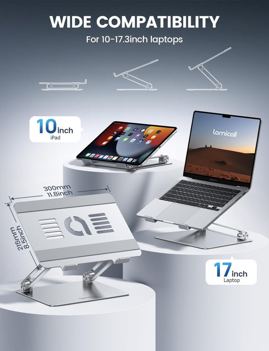 Aluminum Laptop Stand for Desk for MacBook Air Pro Neo 10-17.3''