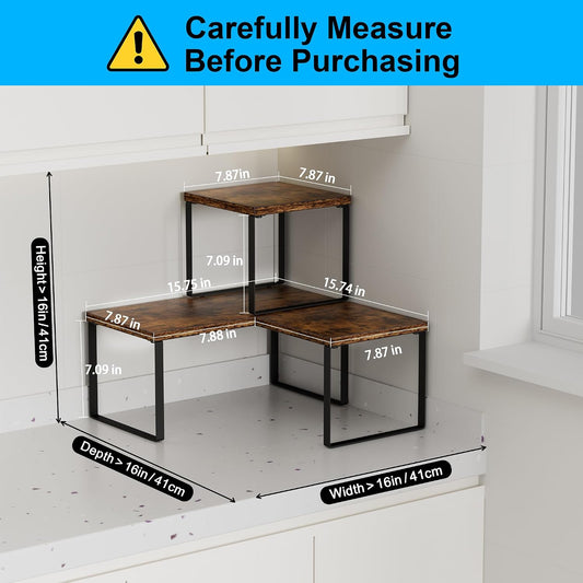 Countertop Shelf, Kitchen Counter Organizer, Adjustable, Stackable