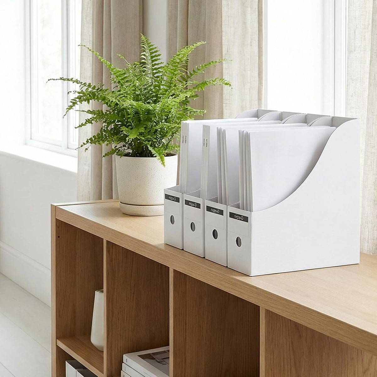 20 Pack White Cardboard Magazine Holder, Kraft Magazine File Holder for Desk Book Paper Organizer Storage Folder Document Rack for Office Supplies