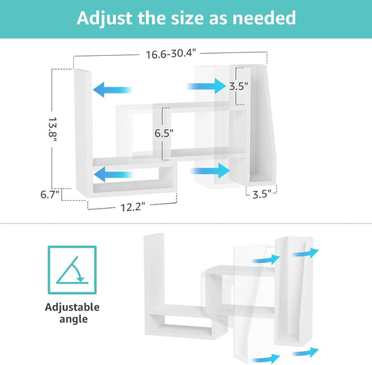 Desktop File Organizer Desk Organizer Shelf - White Office Organization Shelves for Top of Desk Organizers and Accessories Corner Bookshelf Table Top Shelving Small Hutch Decorations for Women Office