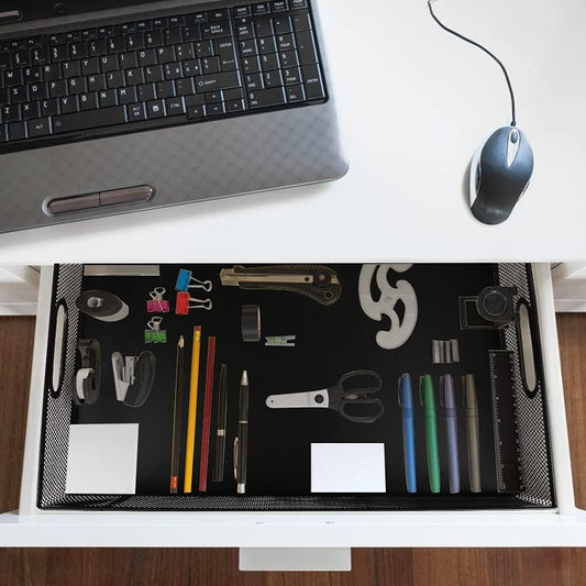 Desk Drawer Organizer, A4 Large Metal Mesh Desk Organizer Tray, Versatile Storage Box Set for Office Home Supplies,13 x 9 inches
