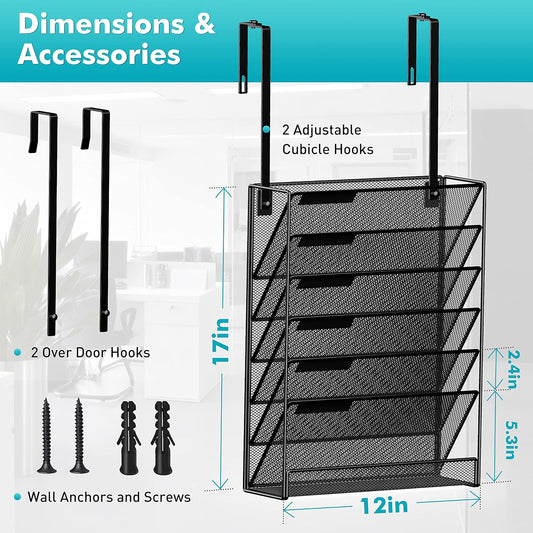 Delifox 7 Compartment Wall Mounted Hanging File Organizer for Office