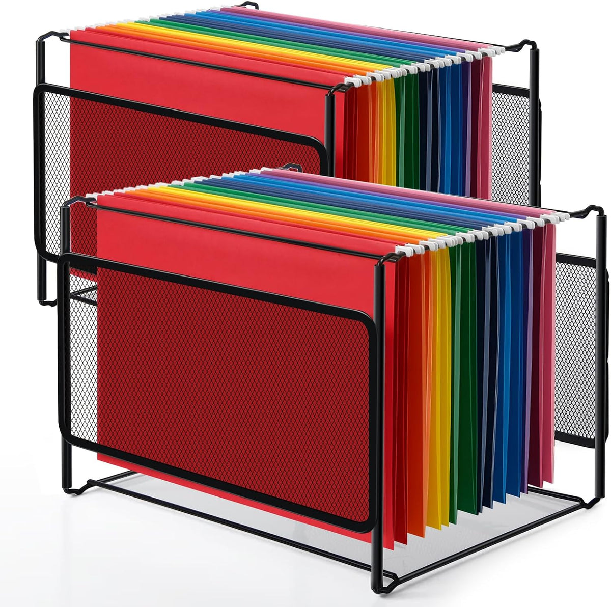 Mesh Hanging File Folder Organizer for Home Office, Black