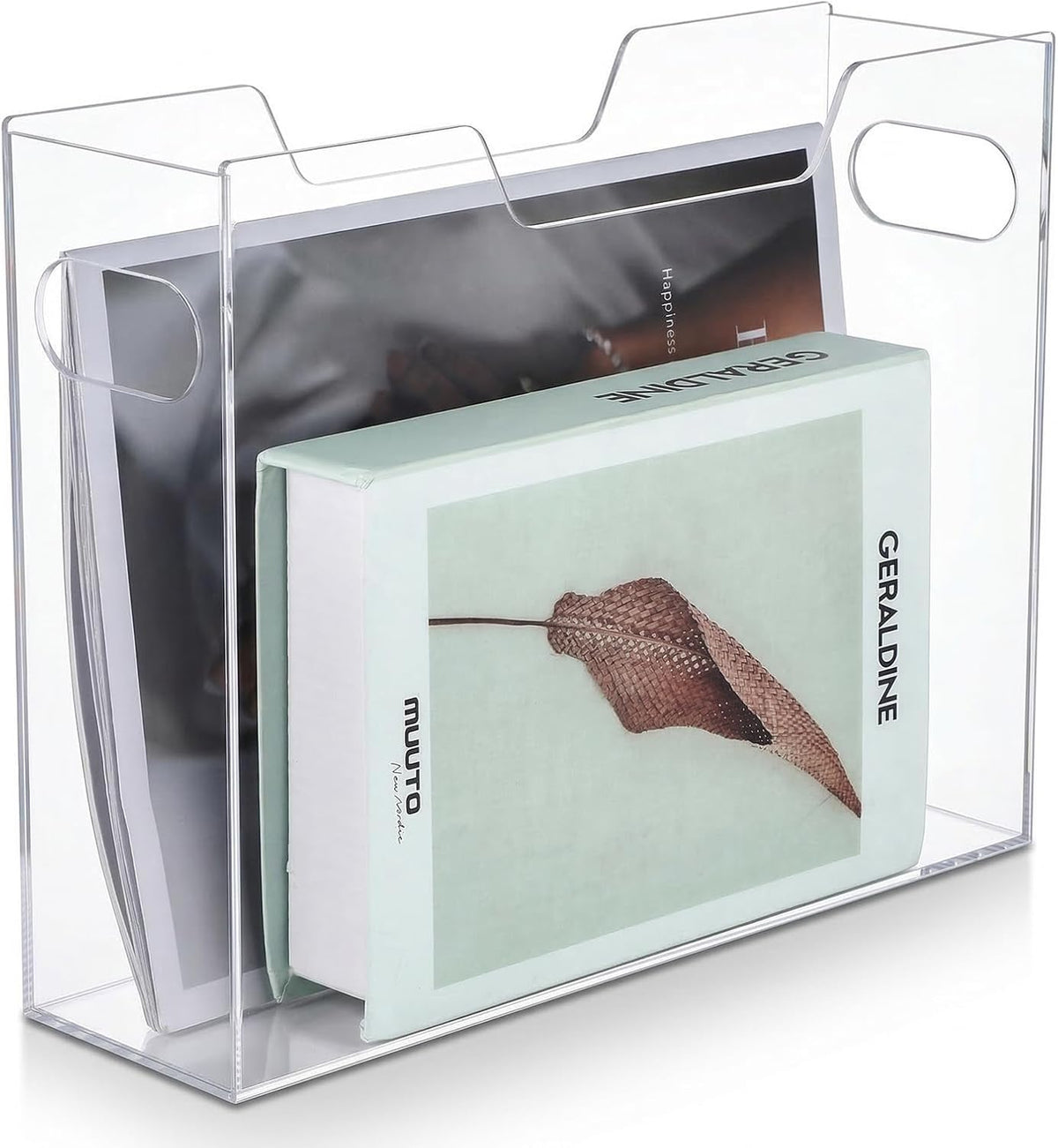 Clear Acrylic Hanging File Organizer Box with Handles, Portable File Folder Organizer for Letter/A4 Size, Desktop Filing Storage Crate for Office & Home - 1 Pack