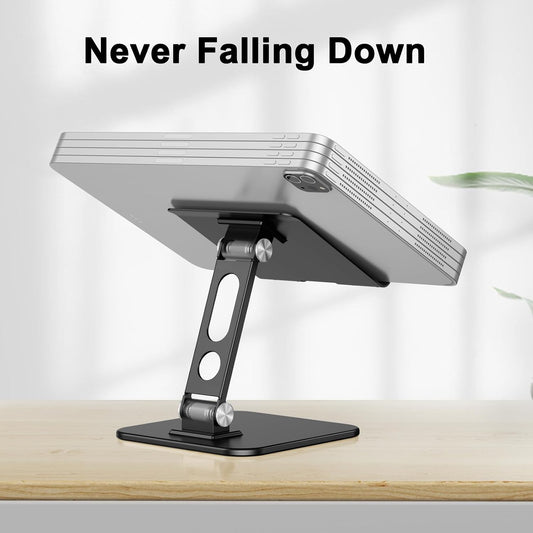 Upgraded Adjustable Tablet Stand Holder, Heavy Duty Foldable Portable Monitor Stand, Travel Essentials for iPad Pro/Air/Mini, Surface Pro, 4.7''-15.6', Black