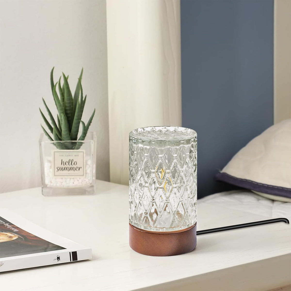 Mini Soft Warm LED Night Light,Dimmable Bedside Lamp Small Nightstand Glass Lamps Desk Reading Light for Bedroom,Living Room,Study Room,Office