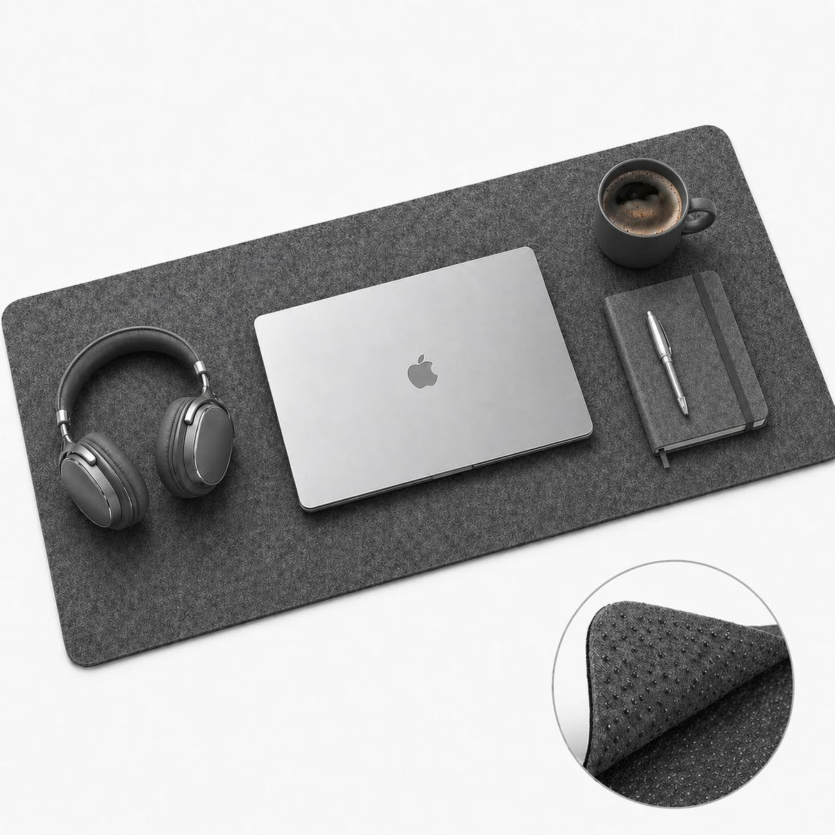 Premium Reversible Felt Desk Mat | Computer Pad for Keyboard & Mouse | Office & Home Workspace Protector (Black Gray, 36Inx12In)