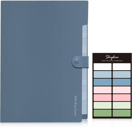 Expanding File Organizer with 8 Pockets, Accordion File Folders with Labels, Portable Document Paper Bill Receipt Organizer, Home College School Office Supplies, Letter Size, Blue