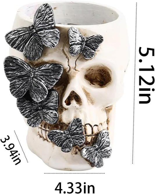 Skull Planter Goth Desk Accessories