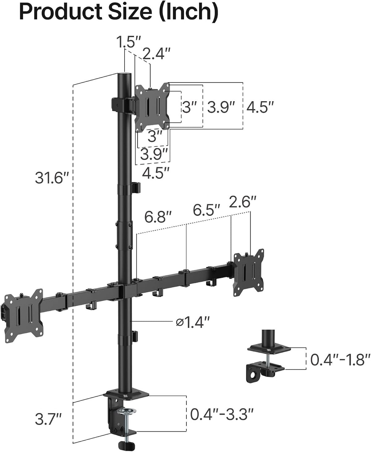 Heavy-Duty Dual Monitor Stand for 17-32", 22 lbs Each