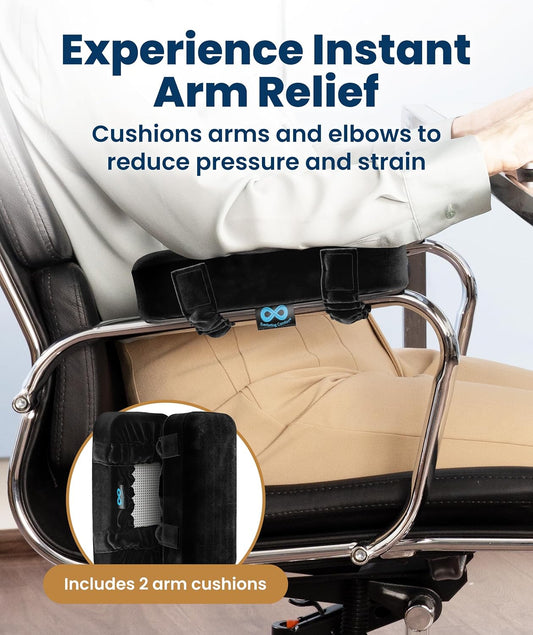 Office Chair & Wheelchair Arm Pads - Memory Foam ArmRest Covers for Desk, Gaming Chair, Arm Pillow Seat Cover Cushions & Protectors to Relieve Pressure for Elbows