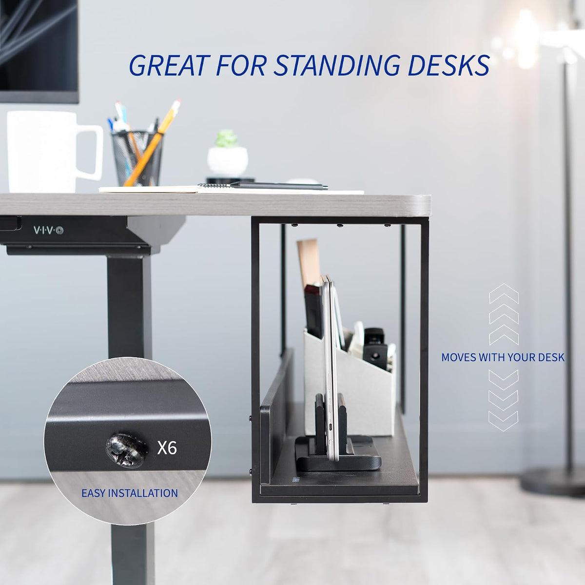 Black Under Desk 30 x 7 in Storage Shelf, DESK-SHELF30-UB