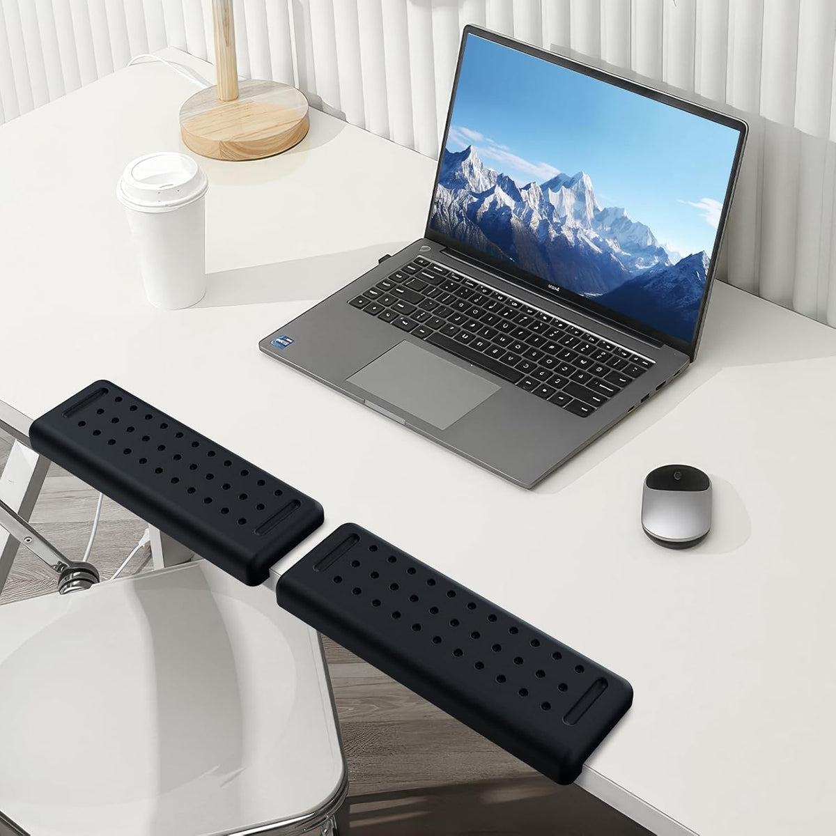 Arm Rest for Desk 2-Pack, L-Shaped Desk Elbow Pad with Non-Slip Silicone Base, Memory Foam PU Leather Desk Edge Cushion, Ergonomic Elbow Rest for Office/Computer Gamers