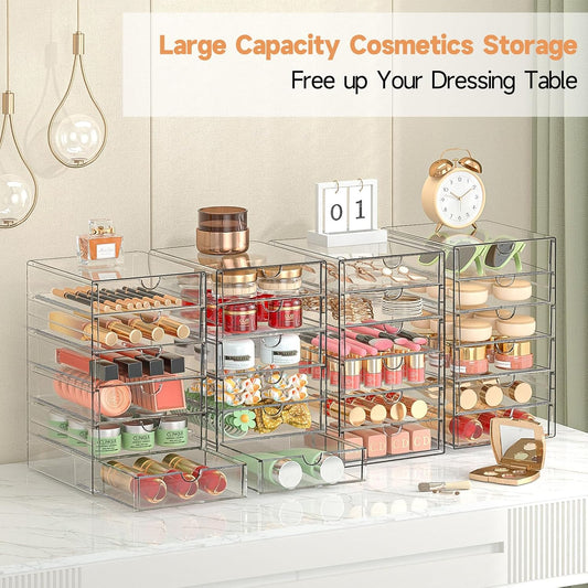 Acrylic Makeup Drawer Storage Organizer with 24 Drawers, 4 Set