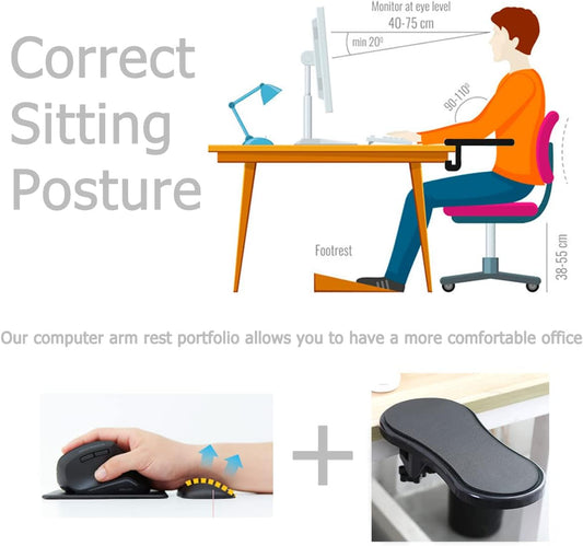 Computer Arm Rest for Desk, 180° Swivel Ergonomic Elbow Arm Support Desk