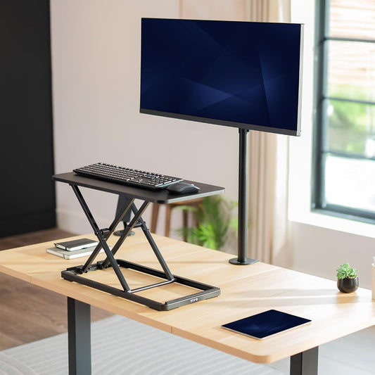 Black 24 in Single Top Keyboard and Mouse Riser, DESK-V024A