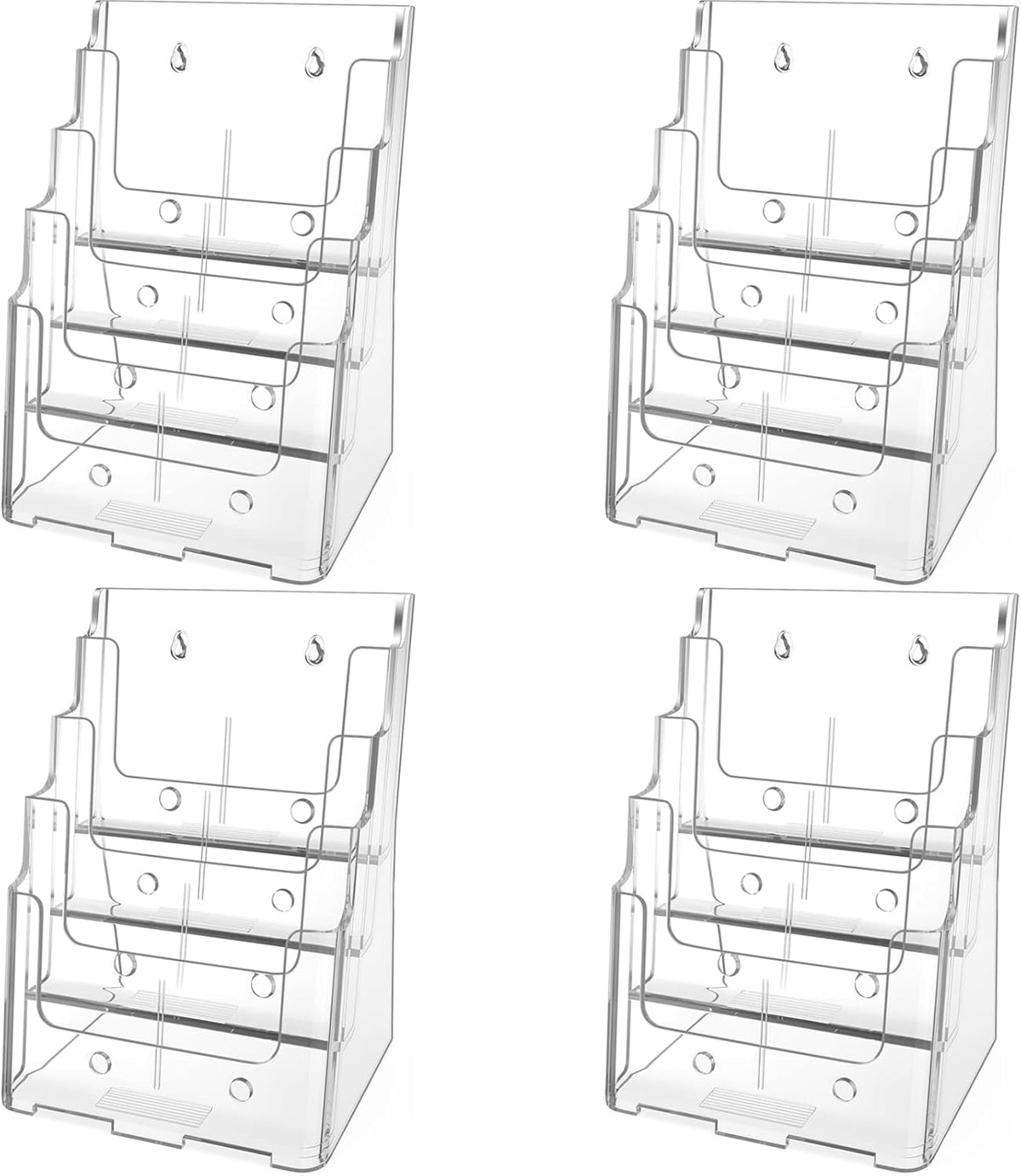 4 Tier Brochure Holder, 8.5 x 11, Removable Divider, 1 Pack