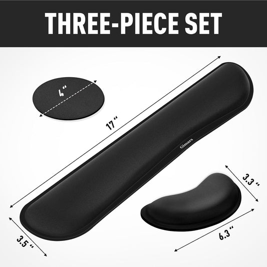 Upgrade Enlarge Silky and Superfine Fabric Gel Memory Foam Keyboard Wrist Rest Set, Ergonomic Keyboard Mouse Wrist Support for Typing Pain Relief, Comfort for Office, Gaming, Computer, Black