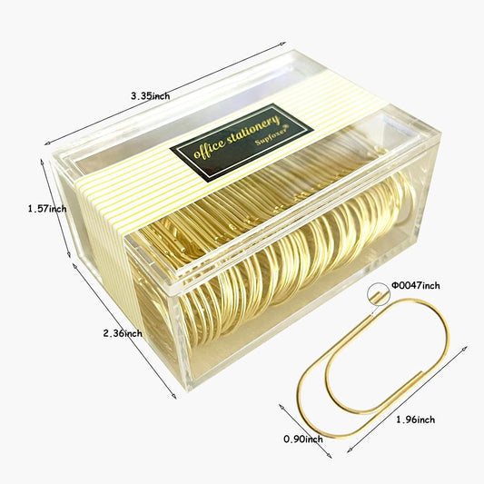Gold Large Paper Clips, 50pcs 50mm/1.97" Oversized Jumbo Wide Planner Giant Paper Clip Non Skid Smooth Finish Steel Wire Office Supply Invitation Accessories (Gold)