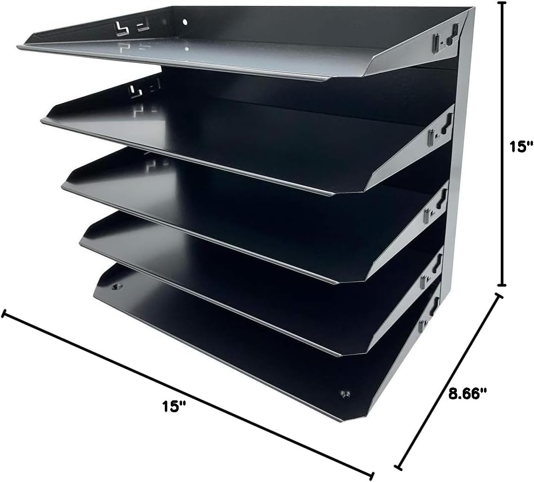 Desktop Horizontal 5-Slot Legal File Binder Organizer Storage Letter Tray, Black Commercial Grade Steel