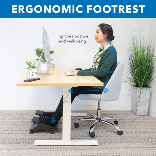 ! Ergonomic Footrest, Tilt Adjustable Individual Platforms, Height Adjustable Foot Rest with Massage Surface, Under Desk Foot Stool for Office, Leg Support and Improved Posture, Black