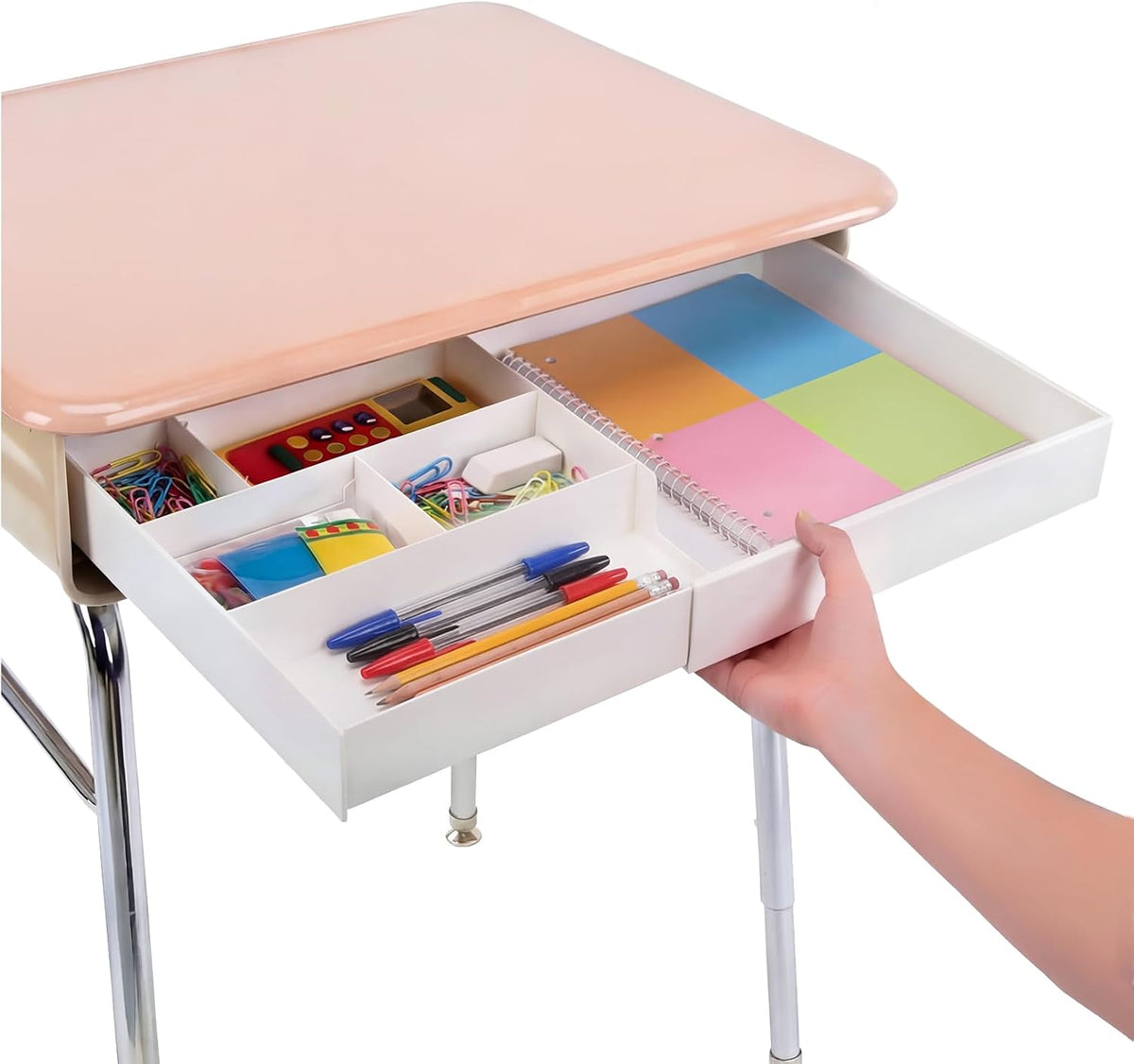 Plastic Desk Drawer Organizer 12 x 20 Inch Large White Expandable Drawer Organizer Trays with Extendable Tray Adjustable Student Desk Organizing Tray for Makeup Office School Supplies